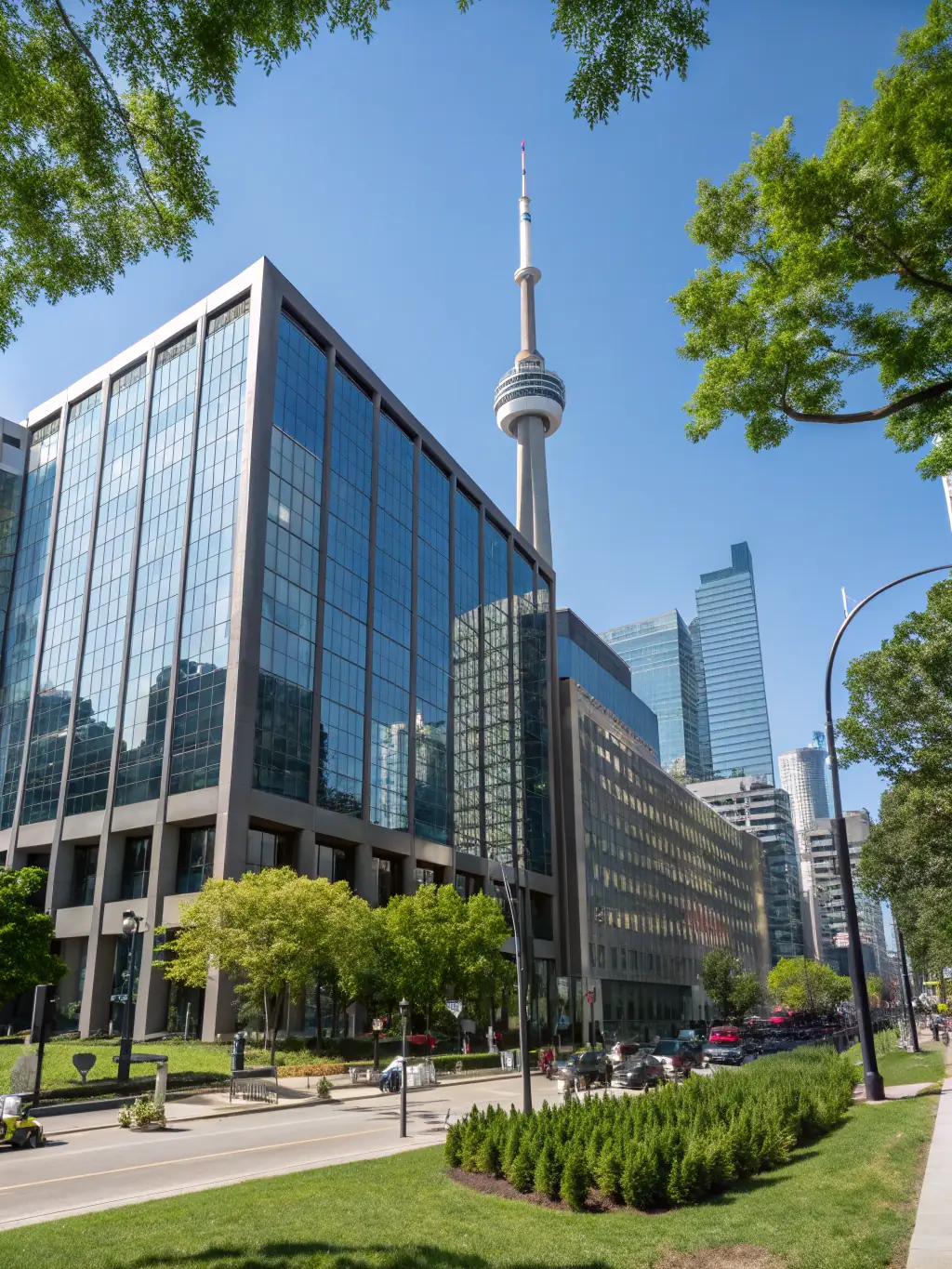 A photograph of a modern, eco-friendly building in a Canadian city, representing sustainable and responsible investment opportunities.