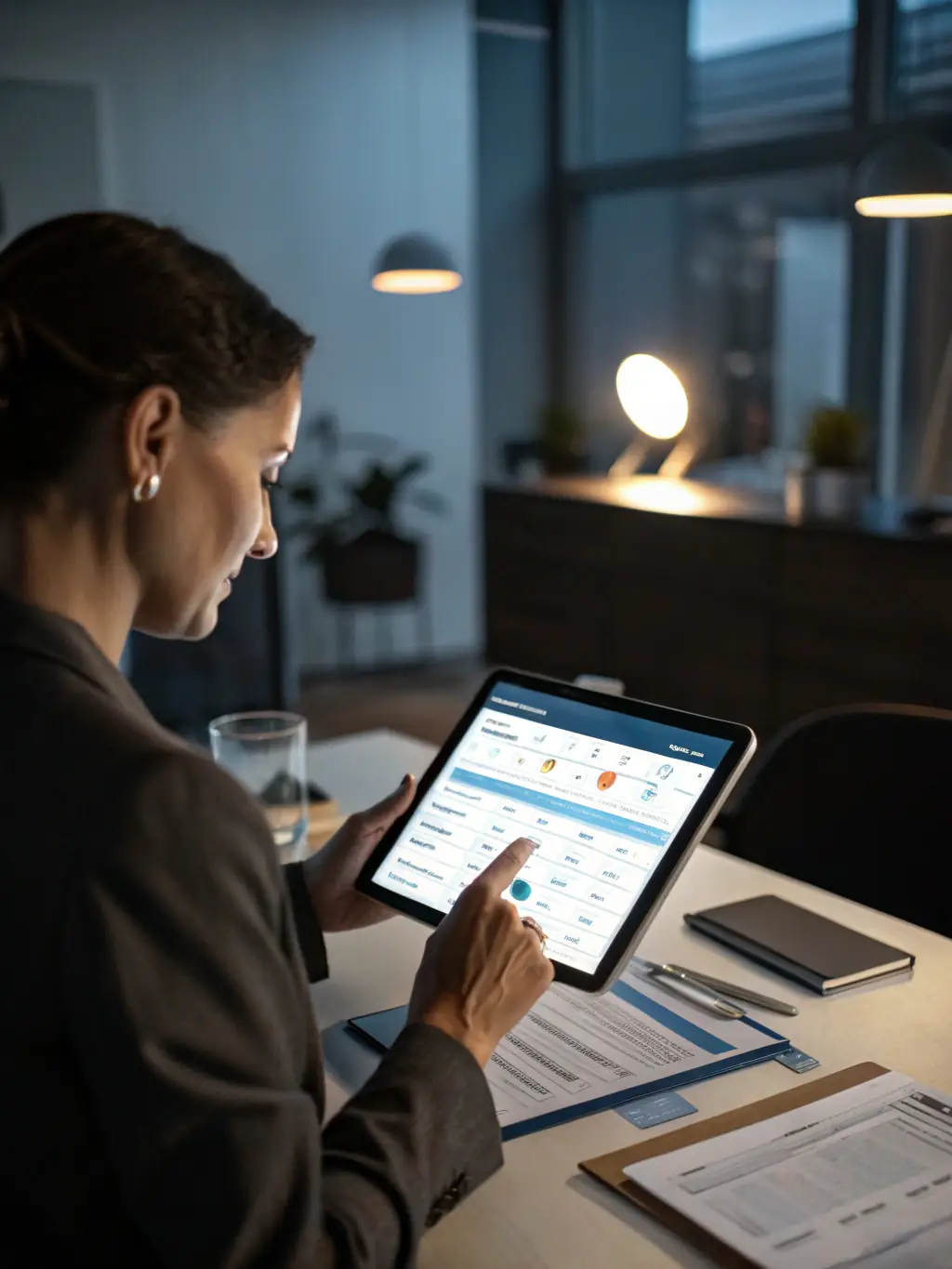 A person using a tablet to monitor investment performance with Canadian stock market data displayed on the screen, representing active portfolio management.